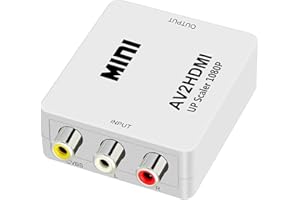 QGECEN Mini kompozytowy AV 3RCA CVBS na HDMI konwerter audio wideo adapter 720p 1080p skaler z kablem USB do ładowania do laptopa DVD VHS VCR PS2 Wii