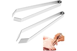 MDLSDE 2 Pezzi Pinza Leva lische, Pinzette per Lische di Pesce Pinzetta per Pesci in Acciaio Inossidabile Professionale Piatte e Oblique per Rimozione di Ossa Pesce Estrazione Piume Pollo