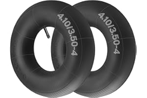 AZIEMARS 4.10/3.50-4 Heavy Duty Replacement Inner Tube with TR-13 Straight Valve Stem (2-Pack) - for Wheelbarrows, Mowers, Hand Trucks and More
