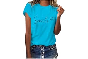 SUNNYUK Camiseta Manga Corta Mujer Blanca Basicas T-Shirt Mujer Algodon Casual Cuello Redondo Camiseta de Verano con Estampado