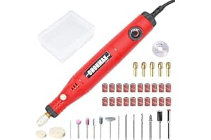 CHOKMAX Kit de herramientas rotativas, 18 V MRT18VAC Mini amoladora eléctrica Taladro de uñas con mango eléctrico con velocidad variable 24 piezas