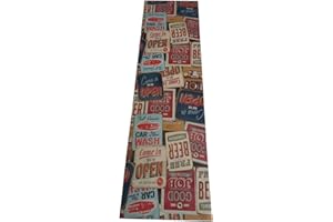LaVelahome - Tappeto Da Cucina Antiscivolo | Lavabile In Lavatrice Happy Day Targhe USA Design Vintage | Facile Manutenzione | Multicolore, Poliestere (cm_50_x_300)