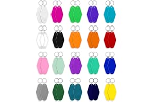 SAVITA 40 Pezzi Portachiavi a Sublimazione, Double-Face Etichette Portachiavi Trasferimento Motel a Rombo Vuoto con Anello per Ornamento Artigianale Fai-da-Te