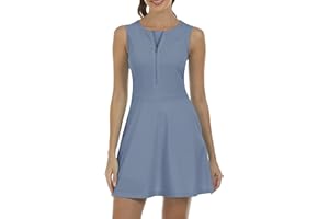 JINSHI Damen Tennis Kleider mit Shorts Ärmellos Golf Fitness Trainingskleider Freizeit Sport-Kleider mit Taschen