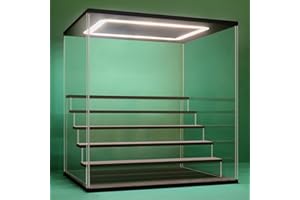 Nonemey Vetrina in Acrilico Trasparente con Luce a Led,2/3/4/5/6 Tier Teca Espositiva di Immagazzinaggio,Organizzatrice Antipolvere Vetrina Espositiva per Collezionismo((Nero, 6Tier-40x32x42 cm)