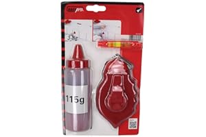 COLOR EXPERT Schlagschnur 30m Maurerschnur 3tlg. Schnippschnur Kreidepulver rot Wasserwaage