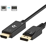 Rankie DisplayPort (DP) to HDMI Cable, 4K Resolution Ready, 6 Feet, Black