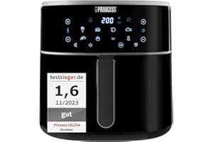 ‎PRINCESS Princess Digitale Heißluftfritteuse – Füllmenge des Behälters variierbar – 8 L maximal – 6 voreinstellbare Programme – Weniger Öl – Digitaler Display – 182254