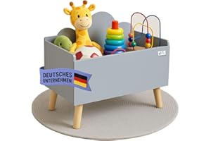 Coemo Spielzeugkiste Grau Kinderzimmer Lilo 28x58x44 cm – Aufbewahrungskiste mit Wolkenoptik, robuste MDF-Konstruktion, Holzfüße, skandinavisches Design, abgerundete Ecken, leicht zu reinigen