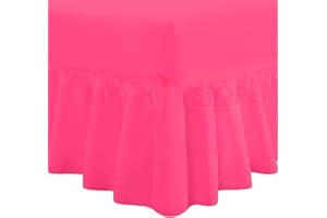COTTON WORKS Valance Fitted Sheets Combed Poly-Cotton Plain Dyed Non Iron Percale Frilled Pleated Box Bed Sheet Bedding(Fuchsia, Double)