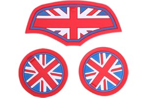UVCANY Mini F55 F56 Posavasos para Coche, 3 Piezas Antideslizante Portavasos Incrustado en Adornos Posavasos para Mini Cooper Hatchback F55 F56(Union Jack Azul)