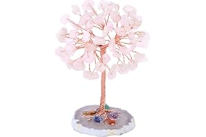 FANNAS Albero Cristalli Albero della Vita, Decorazione in Cristallo Quarzo Rosa, Guarigione Meditazione Portafortuna Regalo, Mini Albero dei Soldi, per Decorazione da Tavola Regalo Ornamento Scultura