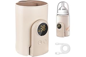 VAUKI Flaschenwärmer Baby unterwegs mit 6-Temperaturstufen (38°C-50°C) - USB-C Flaschenwärmer für Unterwegs, Kompakt in Reisegröße, Intelligentes LCD & Thermikontrolle für Milch/Beikost, Inkl. Isoliertasche