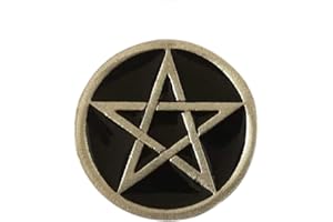 EUROFUSIONI Wiccan PIN - Spilletta Pentacolo Nero Stella Wicca - Talismano di protezione - Simbolo dei cinque elementi - Gioiello artigianale - diametro 2,6 cm