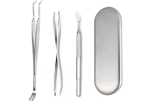 jatimdotin Lot de 3 Tire Tique pour Chiens, Chats et Humains avec étui, Crochet à Tiques, Professionnel Pince à Tiques Set pour Humains, Animaux