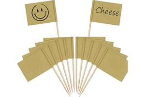 FUYIHGL 100 Pcs Blank Toothpick Food Flags for Buffets to Write On, Party Food Labels for Buffet Labels, Cheese Board Labels Cheese Labels Sticks Cheese Markers Cocktail Sticks