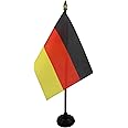 AZ FLAG - Germany Table Flag 4'' x 6'' - German Mini Desk Flag 100% Polyester 15 x 10 cm - Office Flag with 10'' Pole - Golden Spear