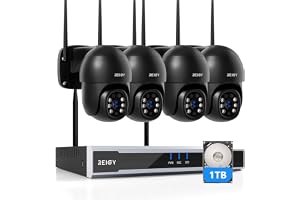 REIGY 8MP Säkerhetskamera CCTV Set WIFI Förinstallerad med hårddisk, Wlan övervakningskamera System Utomhus, 16CH NVR+4x