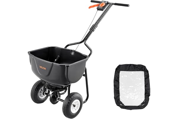 VEVOR Épandeur Engrais Capacité Charge 27,2 kg Épandeur à Semence Largeur d'Épandage 0-3 m Semoir à Pousser pour Graines, Semer Jardinage, Pelouse, Gazon, avec Roues Pneumatiques Tout-Terrain 20 cm
