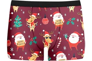 GENERISCH Boxershorts Herren Weihnachten Lustige Weihnachtsboxershort Männer Lustig Weihnachtsunterhose Weihnachts Boxershorts Herren Weihnachts Unterhosen Männer Lustige Unterhosen Weihnachten