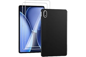 NUCNOK Cover per OnePlus Pad 3 (13,2 Pollici) + [2 Pezzi] Pellicola Vetro Temperato,Silicone Custodia Scrub Molle di TPU Morbido AntiGraffio AntiCaduta Case(Nero)