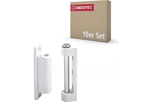 Gedotec Bisagra de ventana de plástico blanco para atornillar, banda de puerta de plástico de fibra de vidrio, cinta de renovación de 20 x 75 mm, 10 unidades