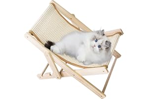 KUIRUNRX Lit Surélevé pour Chat Avec Griffoir en Sisal, Pliable Chat nid Chat, Chaise Longue en Sisal Résistant à L'usure Cat Scratch Board, 4 Saisons Universel Respirant lit pour Animaux de Compagnie