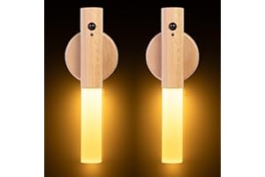 Doraimuni 2PCS Rechargeable Wall Light, Motion Sensor LED Night Light Wooden Wall Sconce, Removable Magnetic Wall Lights Night Lamp for Bedroom Hallway Stairway Porch, White