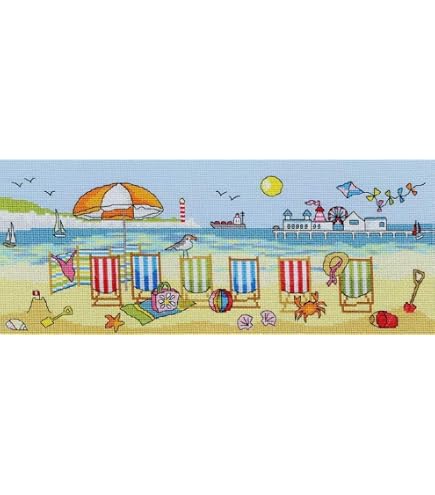 Bothy Threads Kreuzstich-Set 'Pier Spaß' – 37x15 Cm, Inkl. Aida, Garn, Nadel & Anleitung