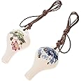KASTWAVE White Ceramic Ocarina Set of 2 with Lotus Design 6 Hole Alto Flutes Perfect for Beginners and Kids