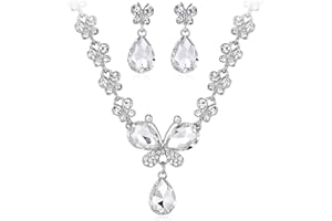 VELESAY Mariage Parure Mariée Collier pour Femme Demoiselle Cristal Mariage Prom Strass Boucle d'oreille Ensemble Mariage Fiançailles Mariée Demoiselle d'honneur Fantaisie Cadeau Bijoux Parure Mariage Bijoux