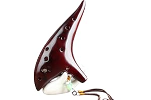 ZETONG Ocarina Alto Do Ocarina 12 trous en céramique fumé avec livre de chansons pour débutants, idée cadeau (marron rougeâtre)