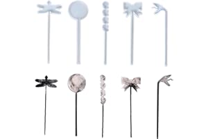 Attuslla 6 Pz Molde de Resina de Silicona, 6 Pz Molde Silicona Resina Horquilla Molde de Resina Epoxi para Molduras Fabricación de DIY Joyería Marcador Llavero
