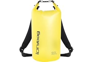 IDRYBAG Bolsa Seca Transparente Impermeable 2L/5L/10L/15L/20L, Bolsa Pequeña Impermeable para Kayak, Saco Seco Impermeable para Camping y Viajes