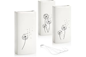 com-four® 3x Humidificadores de Cerámica - Evaporadores para Radiador que Hidratan el Aire - Recipiente de Agua con Gancho en S - Accesorio Calefacción (3 piezas - diente de león)