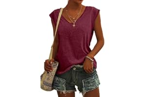 ASKSA Damen V-Ausschnitt T-Shirt Einfarbig Langarmshirts Oberteile Casual Lose Shirts Basic Hemd Tee Tops