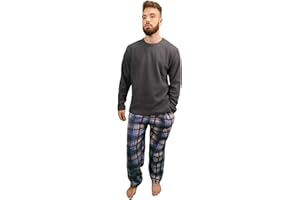 KRUXADER Mens Warm Fleece Loungewear Winter PJ Pyjama Set PJ's Pyjamas Sets