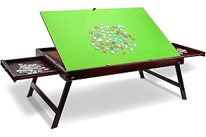 Ruication Jigsaw Puzzle Table Storage Portable Folding Tilting Table with 2 Drawers for 1000 pcs Play Table Puzzle Board with Non-Slip Surface Mat For Adults Kids Children Boy Girl Gift