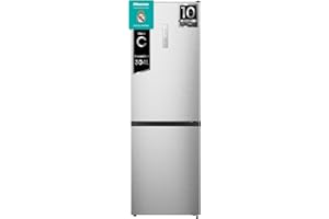 Hisense RB390N4CCD - Frigorífico Combi, Eficiente Clase D, Capacidad 304 L con 186 cm Alto, Cajón Verduras, 4 Estrellas Congelador, Puerta Reversible, Silencioso 39dB, Color Blanco, Inox