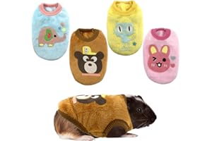 Vehomy 4-teilige Häschen-Kleidung für Kaninchen, Meerschweinchen, Kostüm, kleines Haustier, gemütliche Fleece-Weste, T-Shirt, Pullover für Frettchen, Pudel, Welpen, Kätzchen und andere Kleintiere 3XS