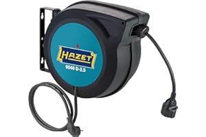 Carrete de cable HAZET 9040D-2,5 I Longitud de cable: 20 m, cable de conexión: 1,5 m, con función "Parada en cualquier punto" I Carrete de cable automático para el orden en cualquier taller