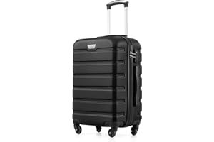 COOLIFE 20 Inch Carry On Suitcase for EasyJet, ABS+PC, Hardshell, Lightweight Durable Travel Cabin Luggage with 360°Rubber Spinner Wheels, YKK Zipper, Telescopic Handle, TSA Lock, Black