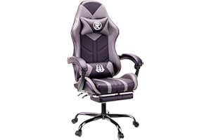 play haha Gaming Chair with Footrest & Lumbar Support,Reclining Swivel Chair,Ergonomic Gaming Chair for Adults, High-Back Racing Style,Adjustable Height with Headrest Pillow