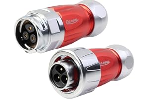 CNLINKO DH-16 Conector impermeable IP68 3 pines montaje por atornillado totalmente metálico enchufe macho/hembra maquinaria industrial solar equipos exteriores kit en línea M16 (3 pines)