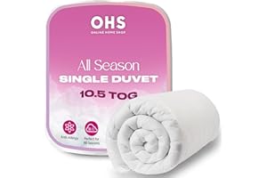 Brentfords Single Duvet 10.5 Tog, All Season Duvets Anti Allergy Home Soft Comfort Bedding Hotel Quality Quilt, Breathable Lightweight Duvet Non Allergenic Fibre - Single Bed, White
