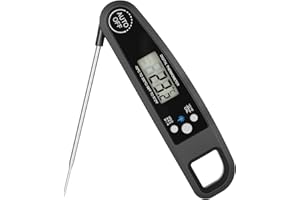 Cexovo Termómetro Alimentos Digital, Termometro Cocina Digital Termómetro Cocina de Lectura Instantánea, Precisión ±0,5°C, con Pantalla LCD, Plegable Sonda, para Carne, BBQ, Comida, Liquidos, Agua