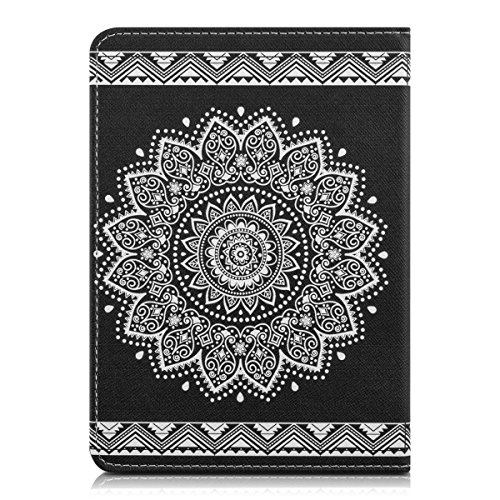kwmobile Hülle für Tolino Shine 2 HD – Flipcover Case eReader Schutzhülle – Bookstyle Klapphülle Blume Design Weiß Schwarz - 3