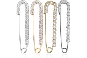 WeddHuis Set 4 Pezzi Spilla da Donna Spilla di Sicurezza Clip per Maglione Sciarpa Decorazione con Perle e Strass Accessori per Cardigan Vestiti