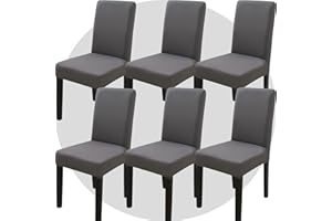 NDMMSO Dining Room Chair Covers Set of 6 Super Fit Stretch Removable Washable Dining Chair Protector Cover Seat Slipcover for Hotel, Dining Room, Ceremony, Banquet Wedding Party(Gray)