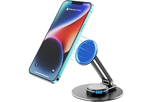 ETENTOUS Soporte magnético para teléfono móvil Magsafe para mesa, plegable, soporte para iPhone de aluminio, con rotación de 360°, compatible con iPhone 15, 14, 13, 12 Pro, Pro Max, Magsafe
